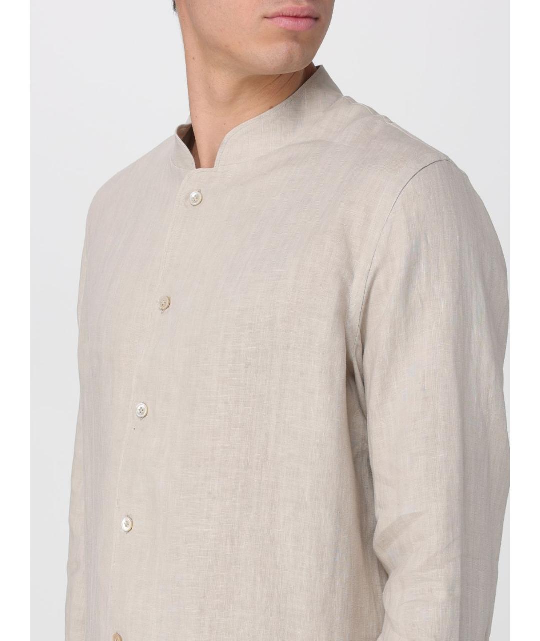 ELEVENTY Бежевая льняная кэжуал рубашка, фото 3