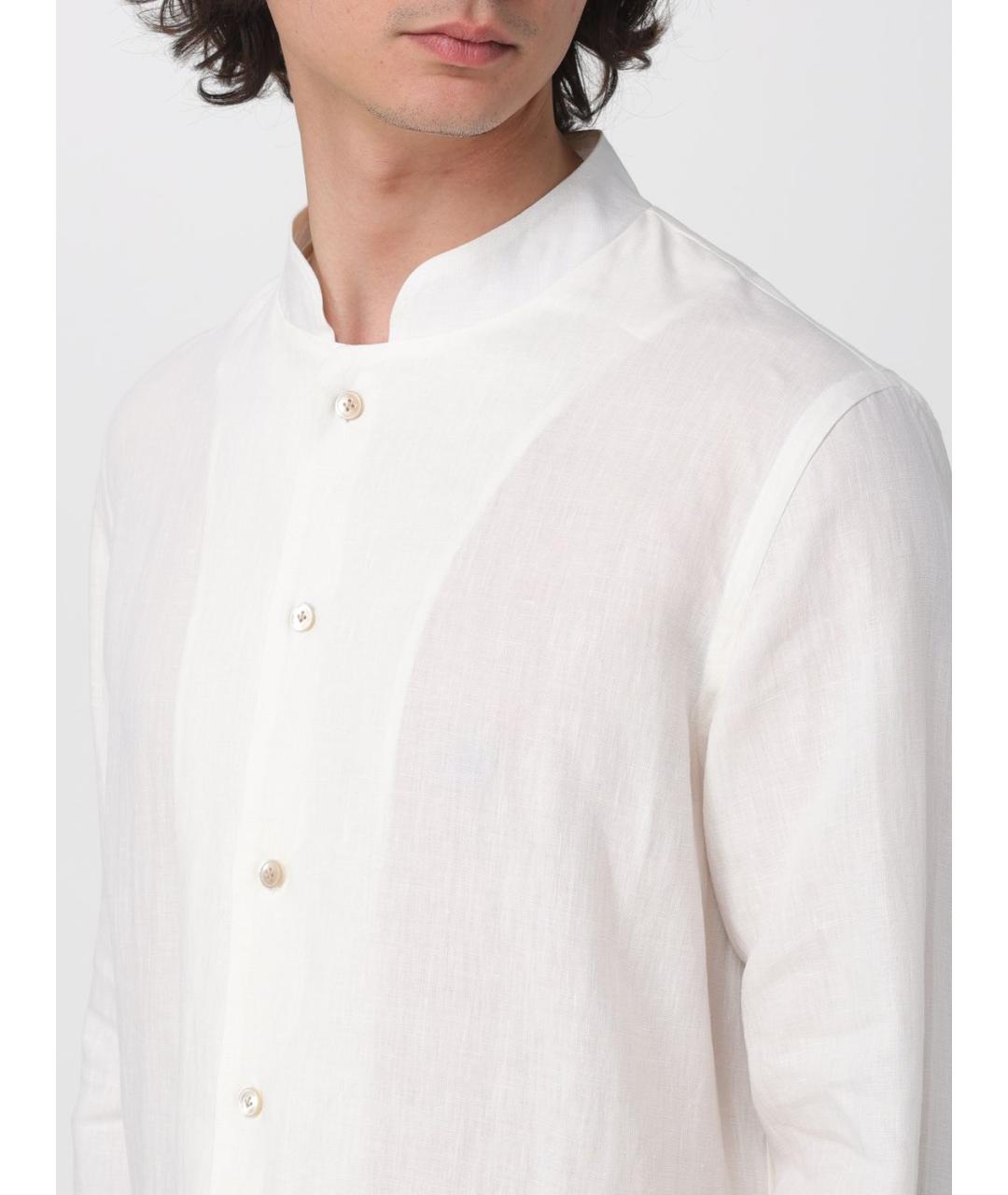 ELEVENTY Белая льняная кэжуал рубашка, фото 3
