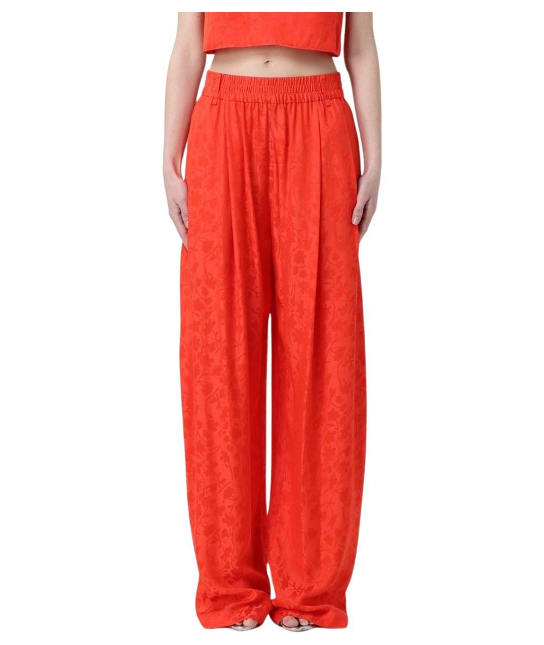 PINKO Коралловые вискозные прямые брюки, фото 1