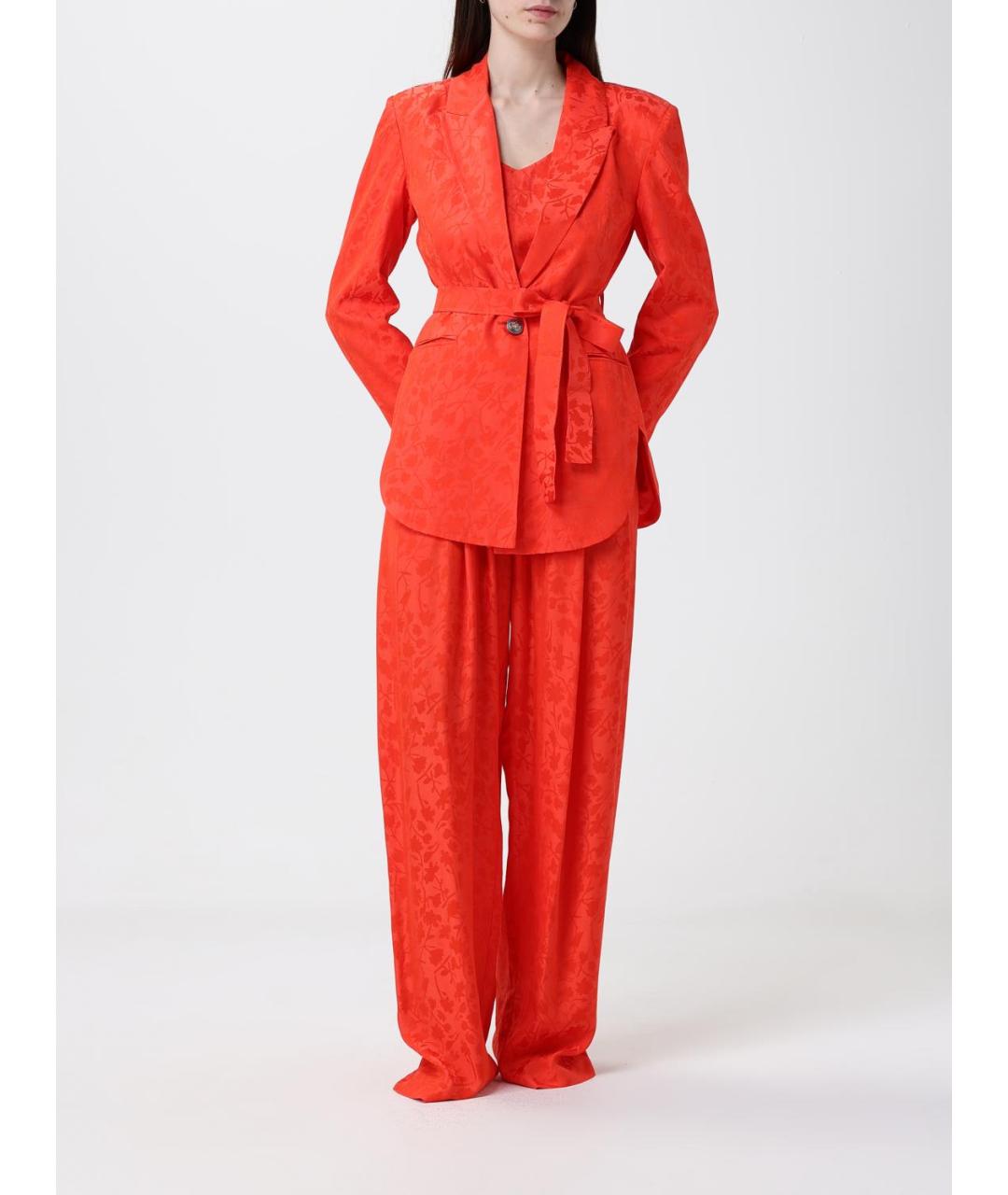PINKO Коралловые вискозные прямые брюки, фото 2