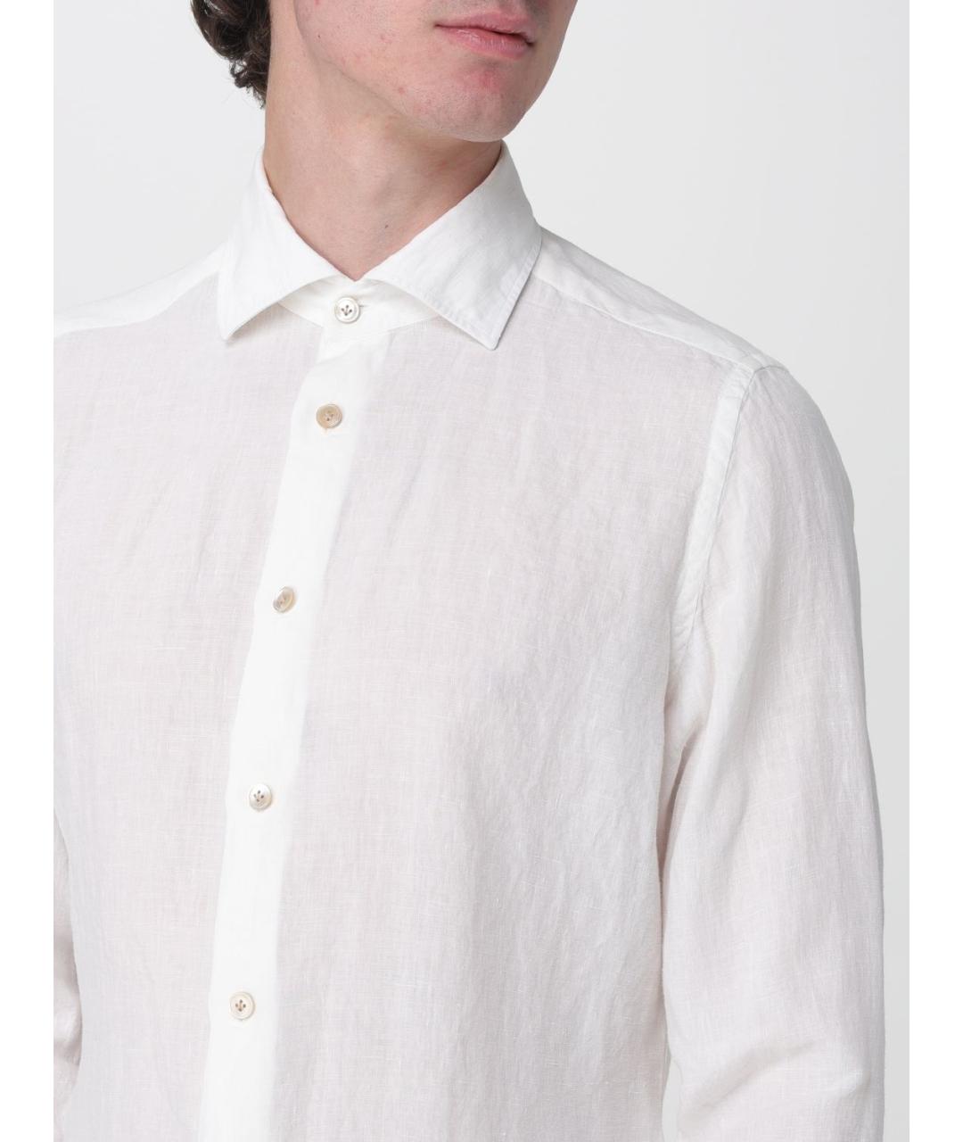 ELEVENTY Белая льняная кэжуал рубашка, фото 3