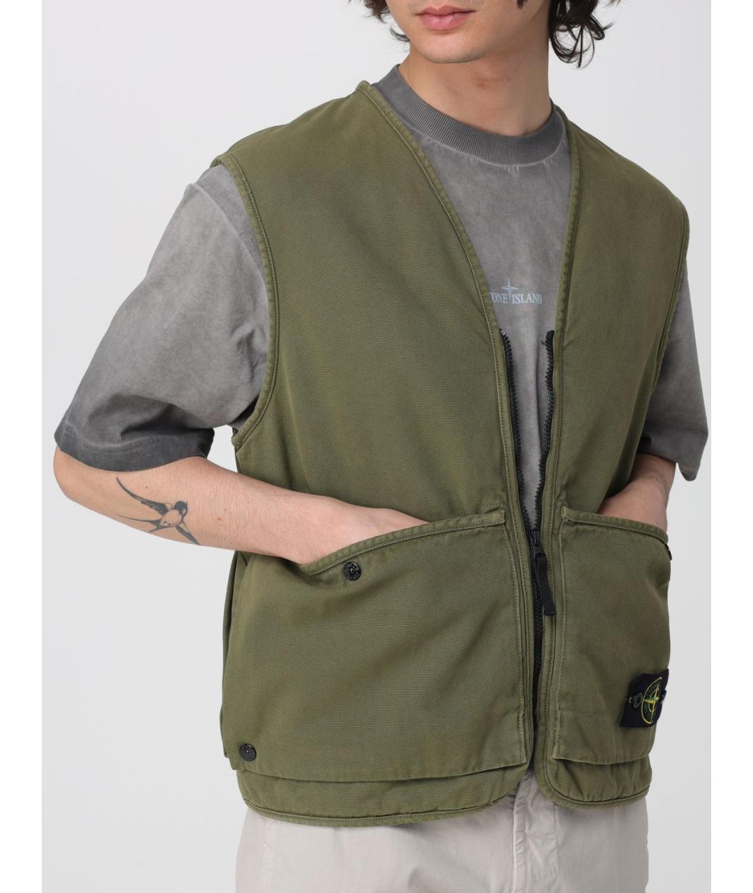 STONE ISLAND Хаки хлопковый жилет, фото 5