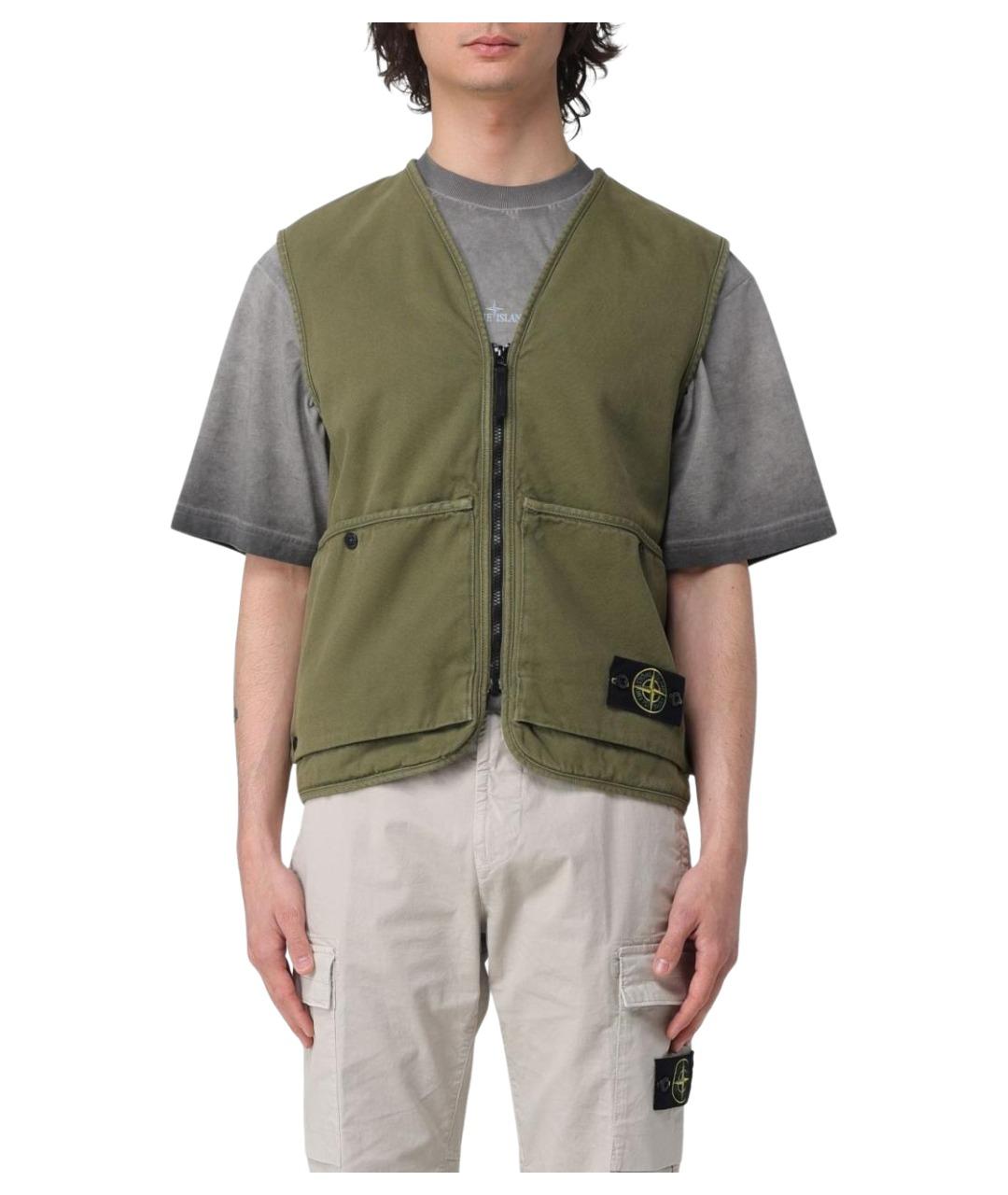 STONE ISLAND Хаки хлопковый жилет, фото 1