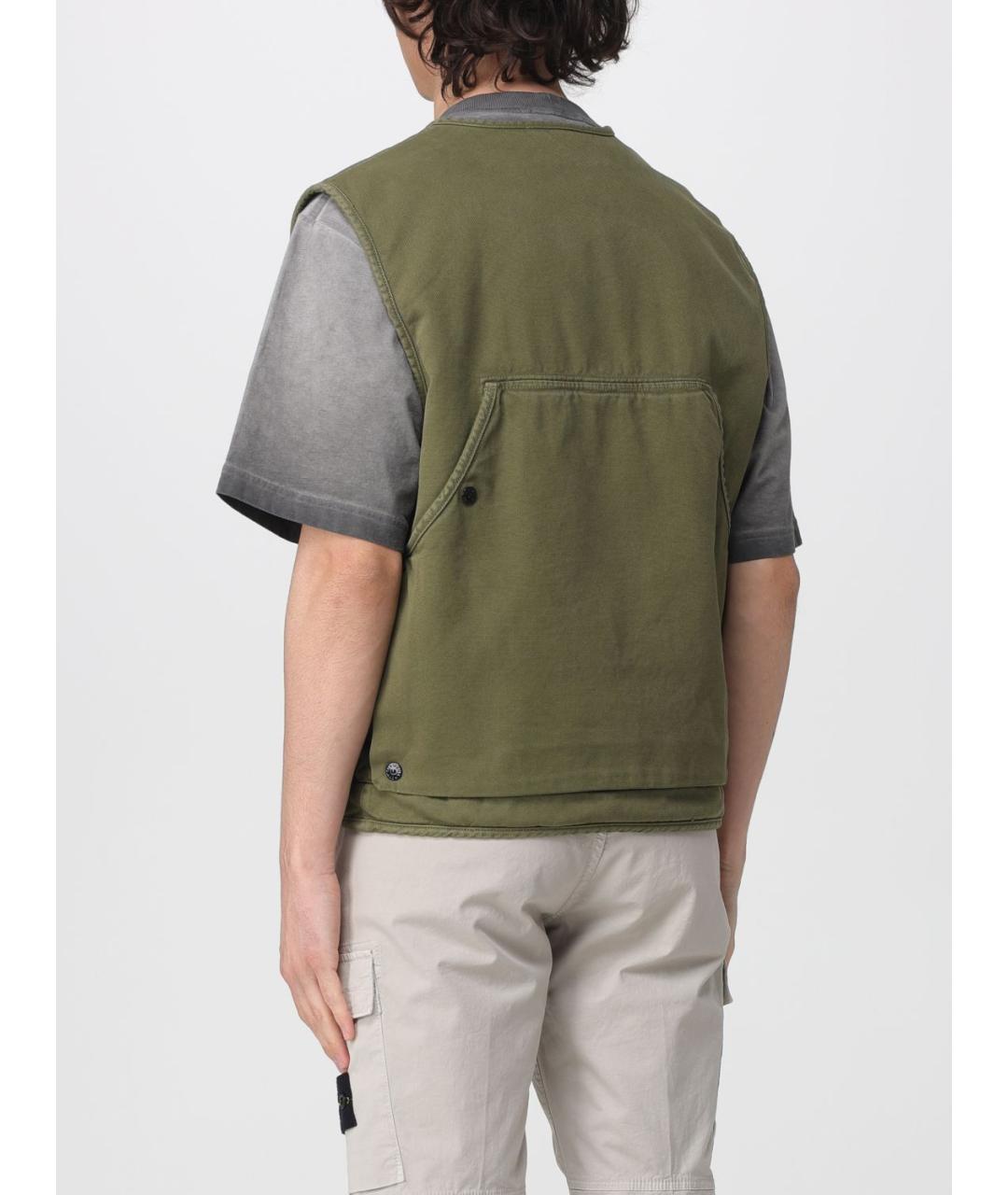 STONE ISLAND Хаки хлопковый жилет, фото 3