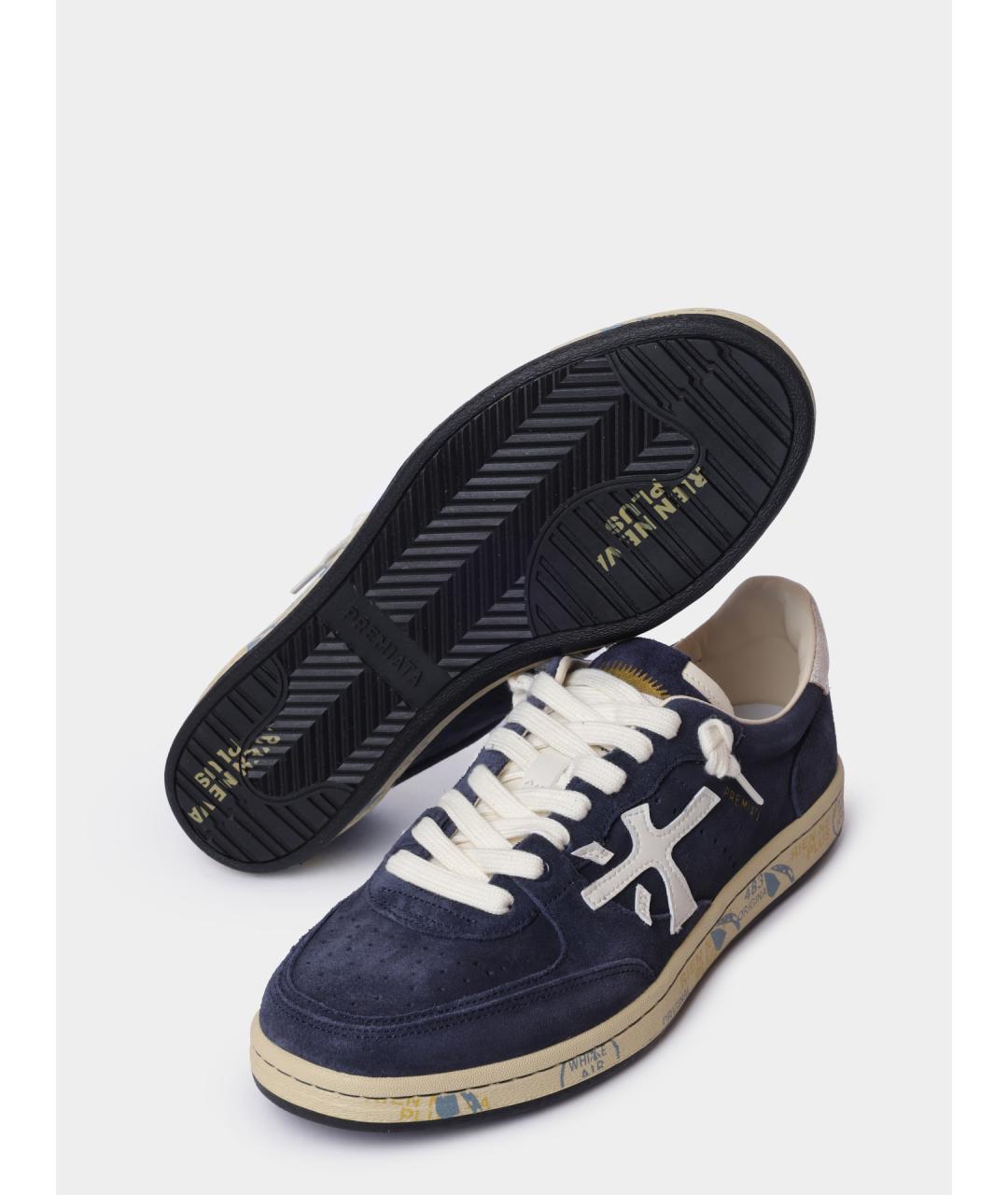 PREMIATA Темно-синие замшевые низкие кроссовки / кеды, фото 4