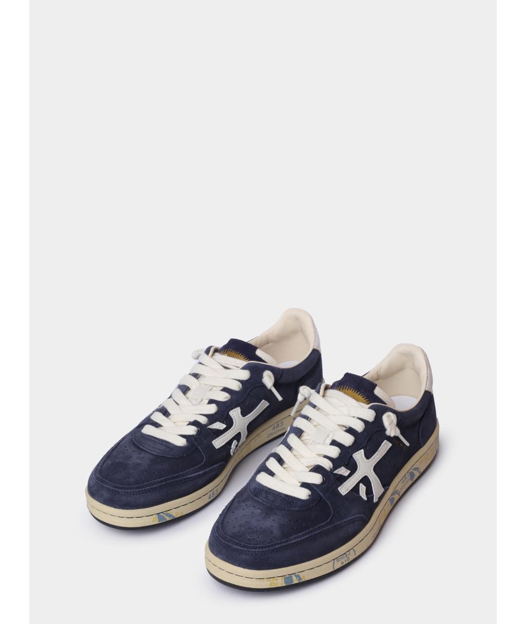 PREMIATA Темно-синие замшевые низкие кроссовки / кеды, фото 2