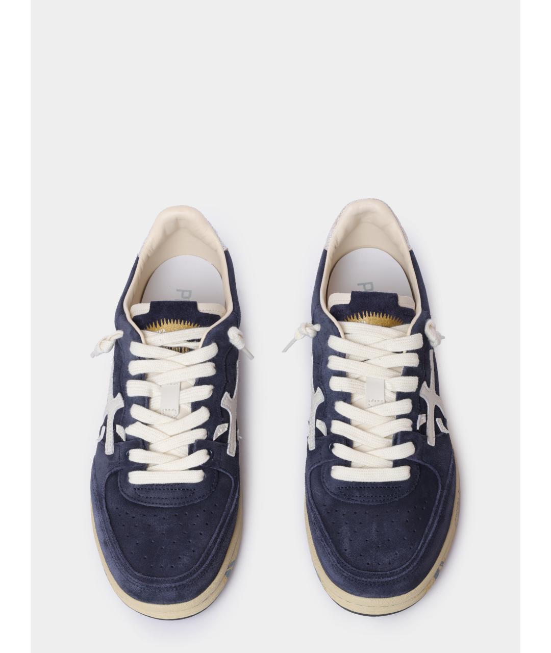 PREMIATA Темно-синие замшевые низкие кроссовки / кеды, фото 3