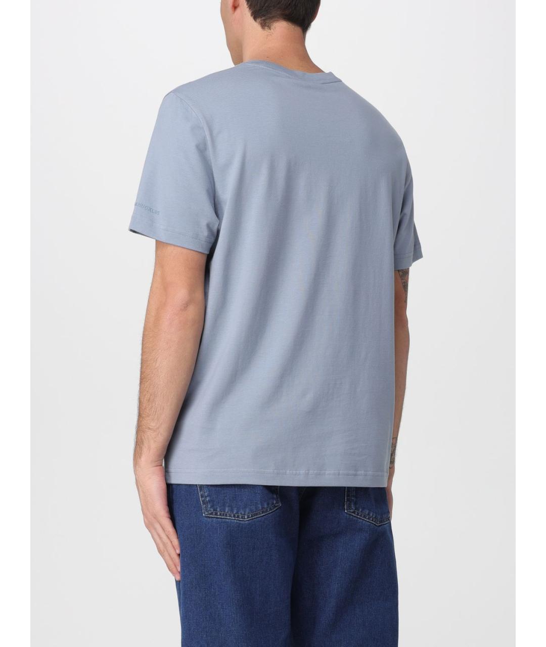 MOOSE KNUCKLES Голубая хлопковая футболка, фото 2