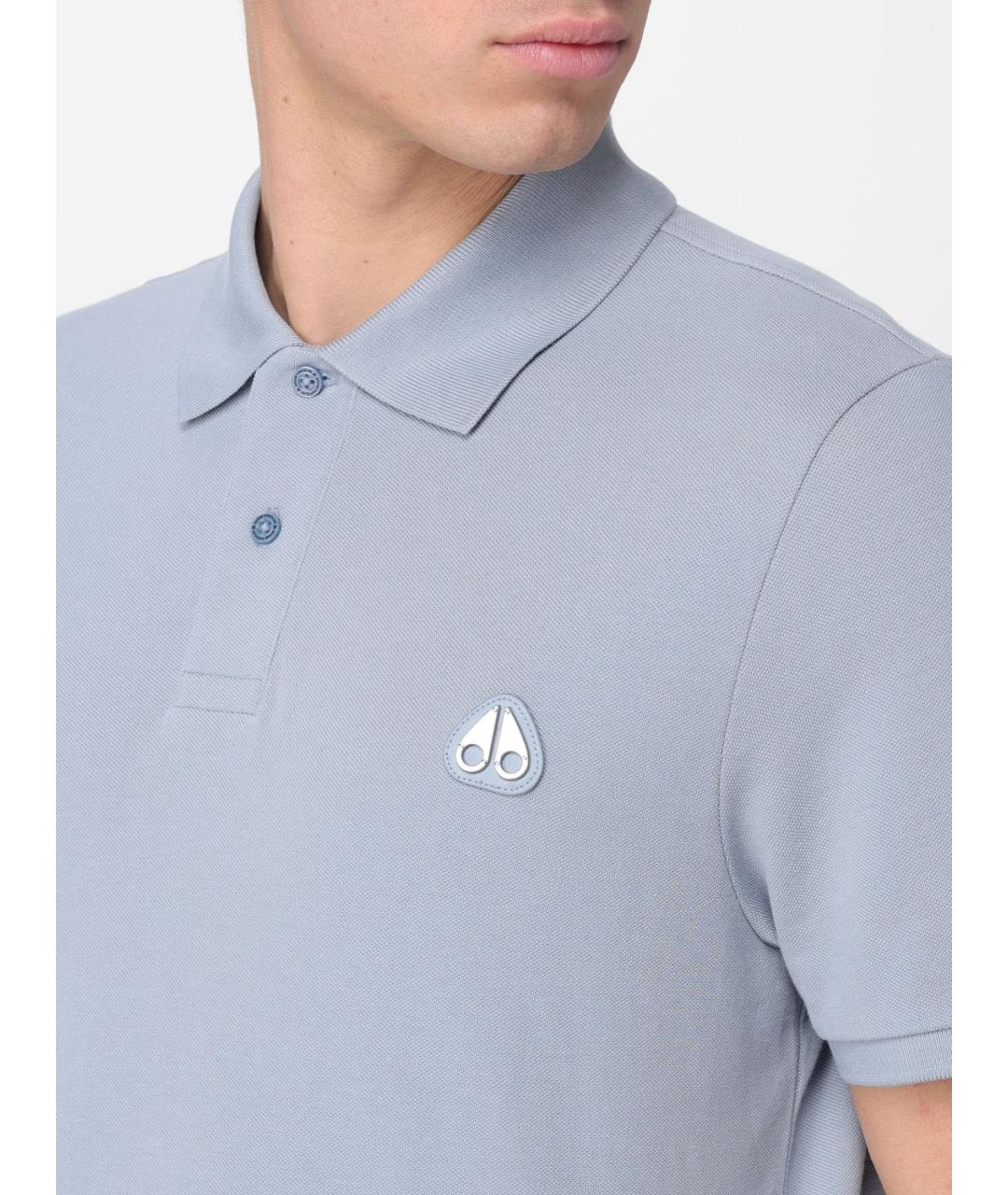MOOSE KNUCKLES Голубое хлопковое поло с коротким рукавом, фото 3