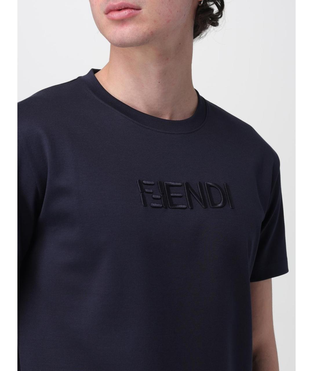 FENDI Темно-синяя футболка, фото 5