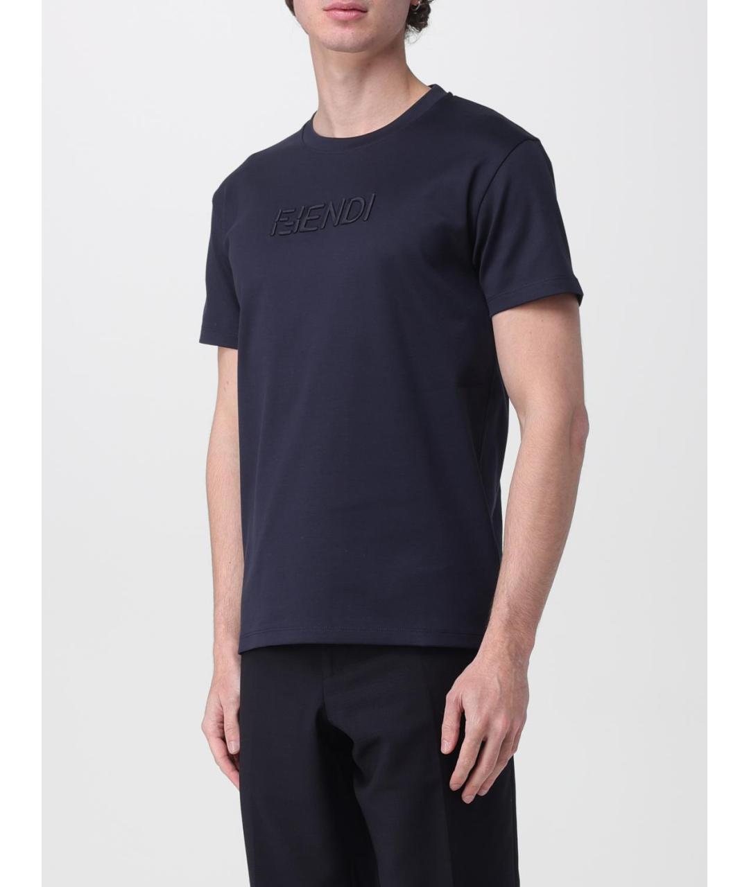 FENDI Темно-синяя футболка, фото 4