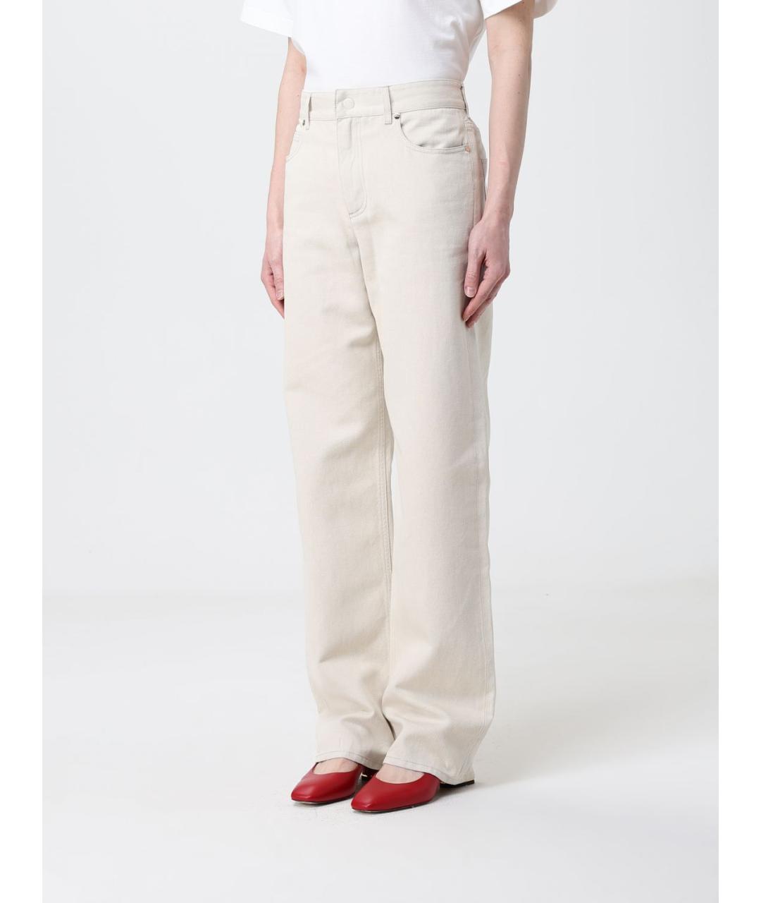 FENDI Бежевые хлопко-лиоцелловые прямые джинсы, фото 4