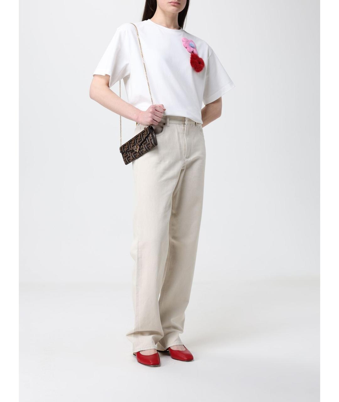 FENDI Бежевые хлопко-лиоцелловые прямые джинсы, фото 2