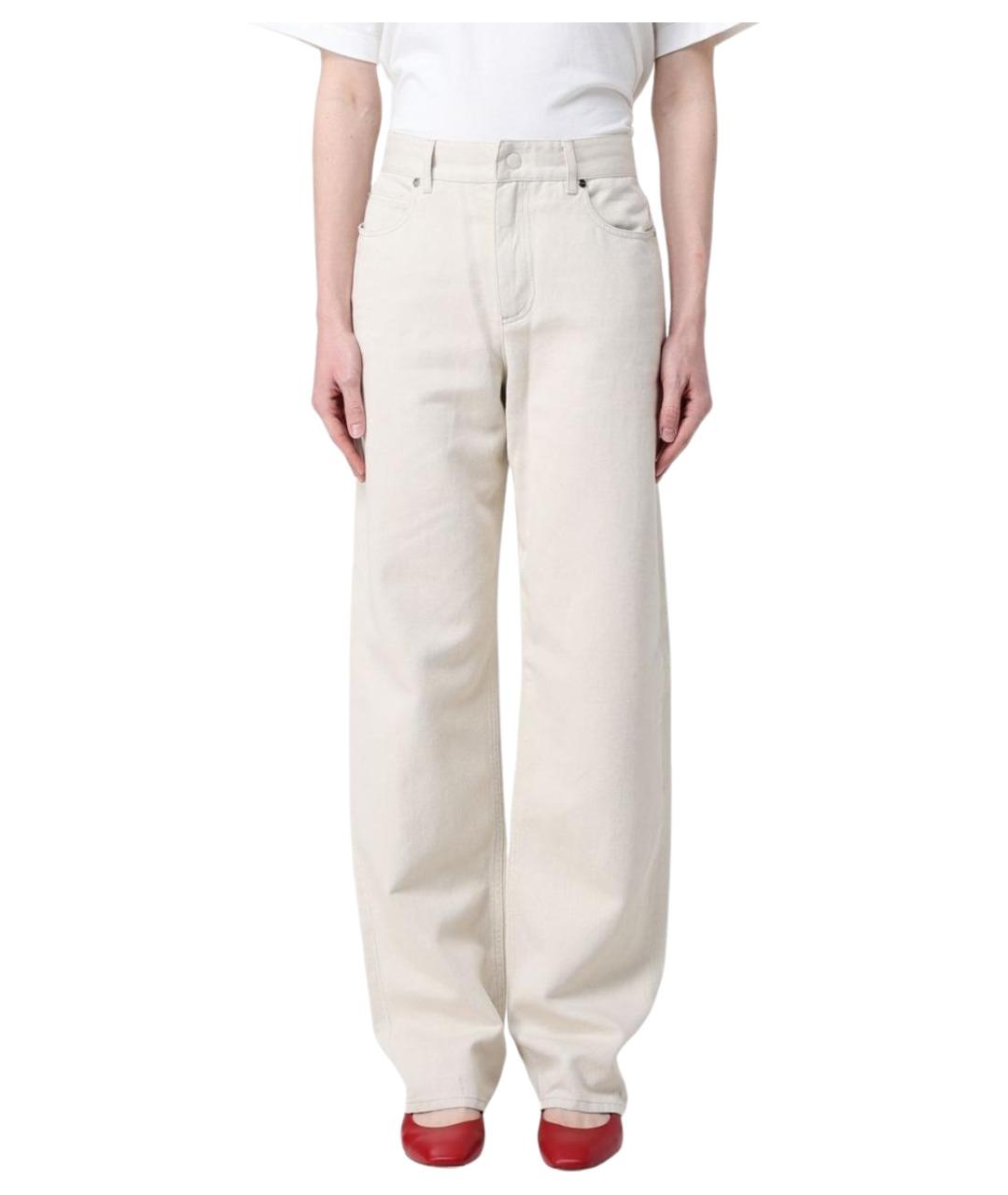 FENDI Бежевые хлопко-лиоцелловые прямые джинсы, фото 1