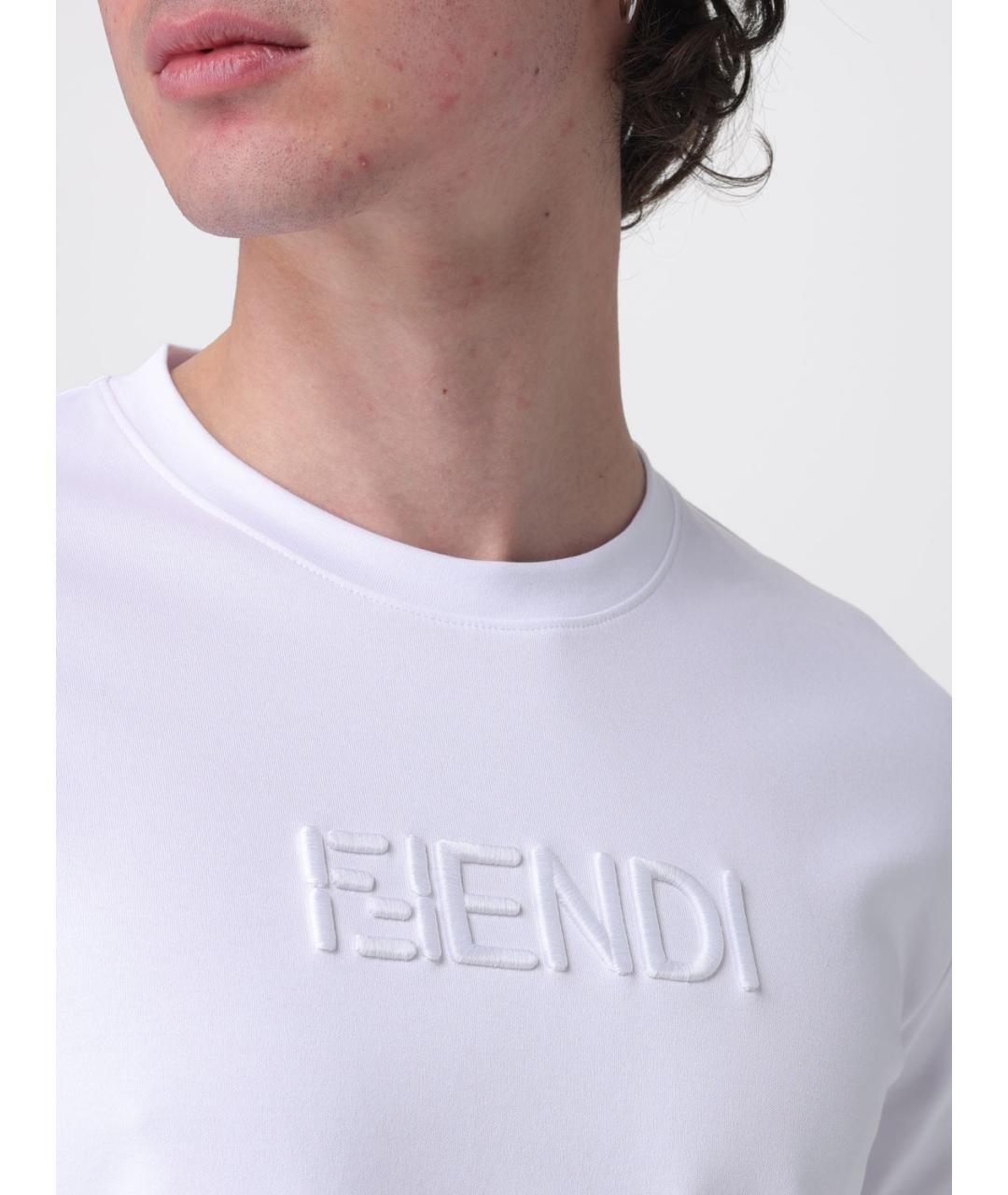 FENDI Белая хлопковая футболка, фото 5