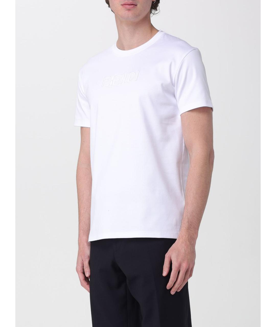 FENDI Белая хлопковая футболка, фото 4