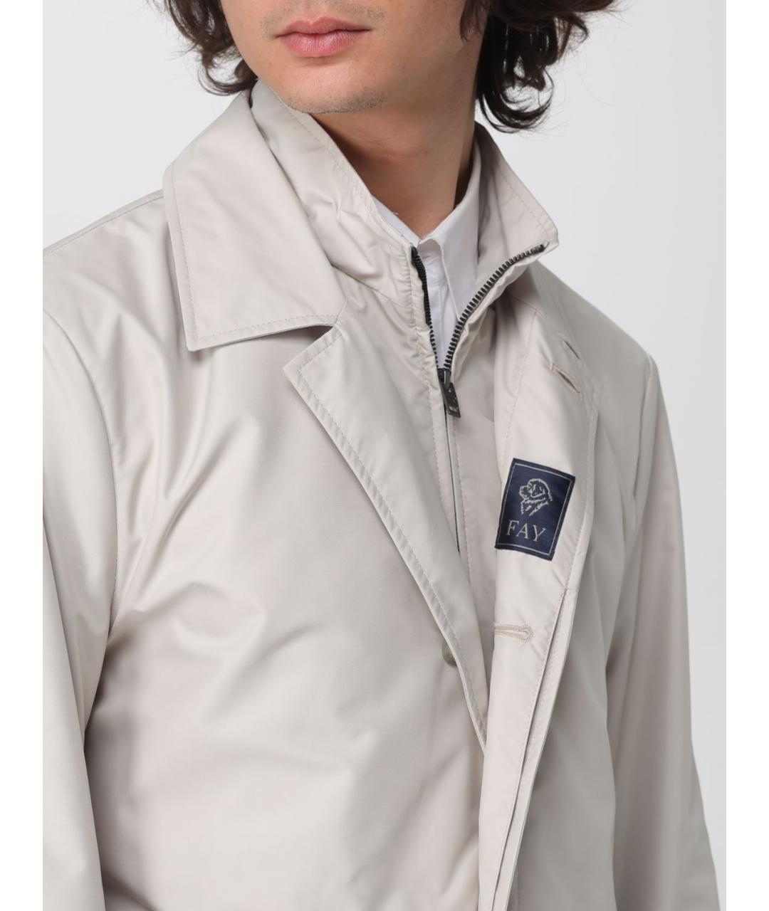 FAY Бежевый полиэстеровый тренч / плащ, фото 4