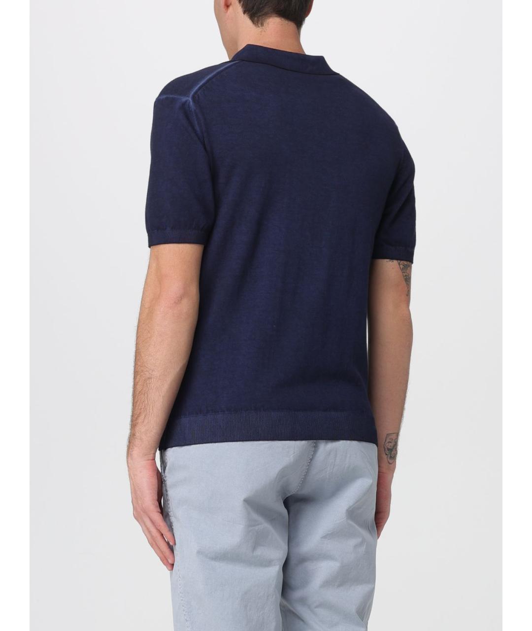 BLAUER Синее хлопковое поло с коротким рукавом, фото 2