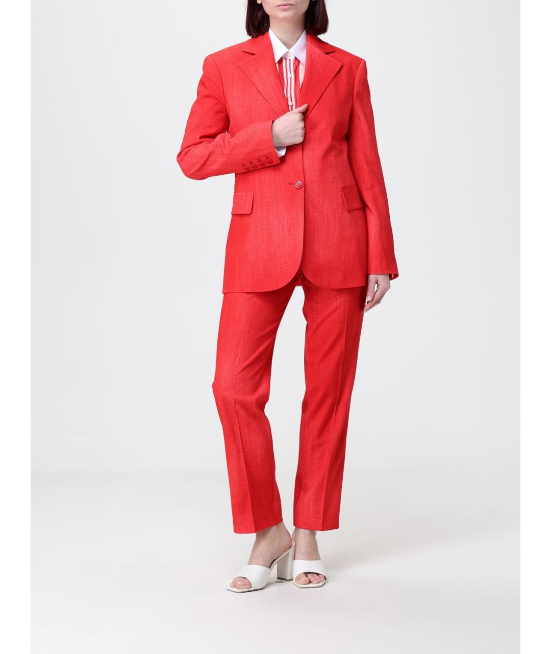 ERMANNO SCERVINO Красные вискозные прямые брюки, фото 2