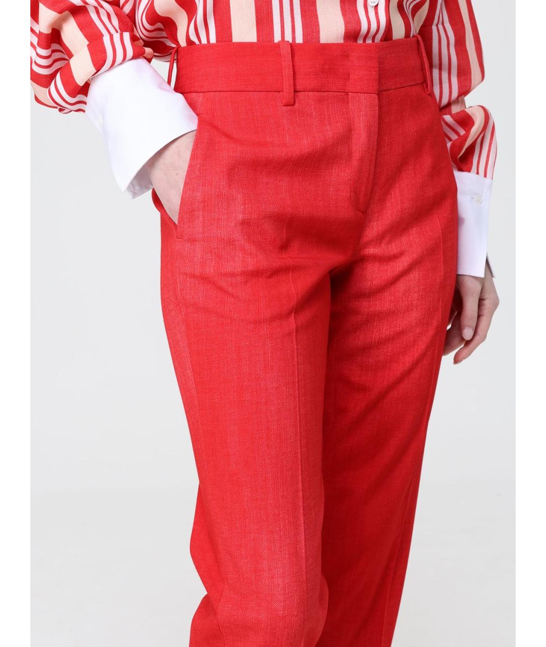 ERMANNO SCERVINO Красные вискозные прямые брюки, фото 4
