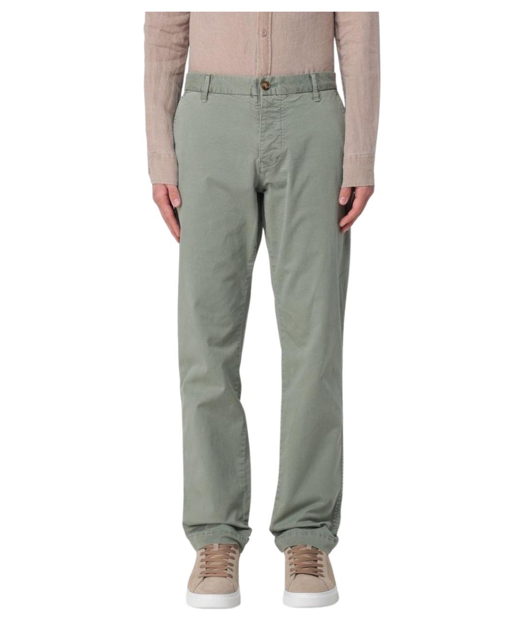 BLAUER Зеленые хлопковые брюки чинос, фото 1
