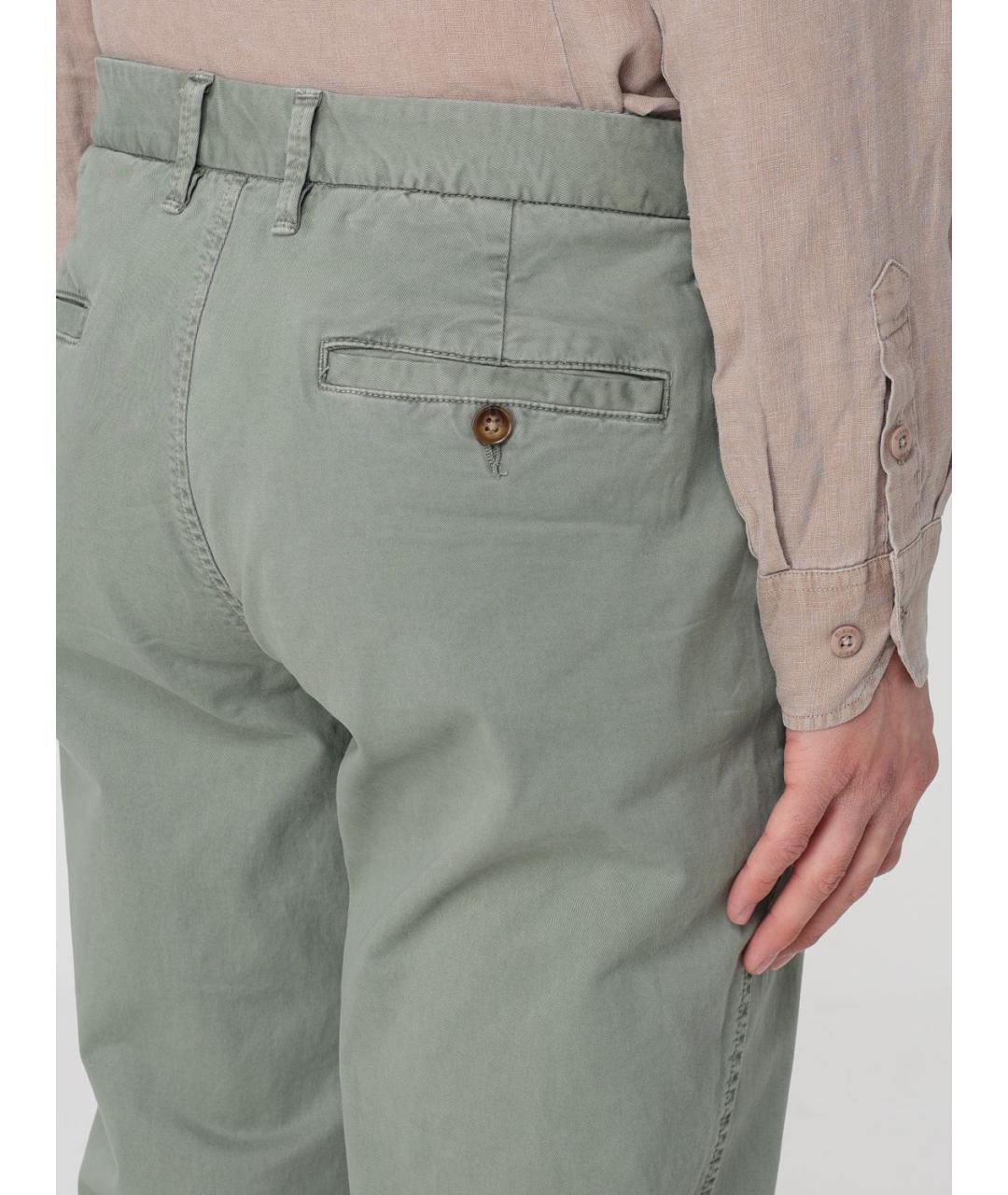 BLAUER Зеленые хлопковые брюки чинос, фото 3
