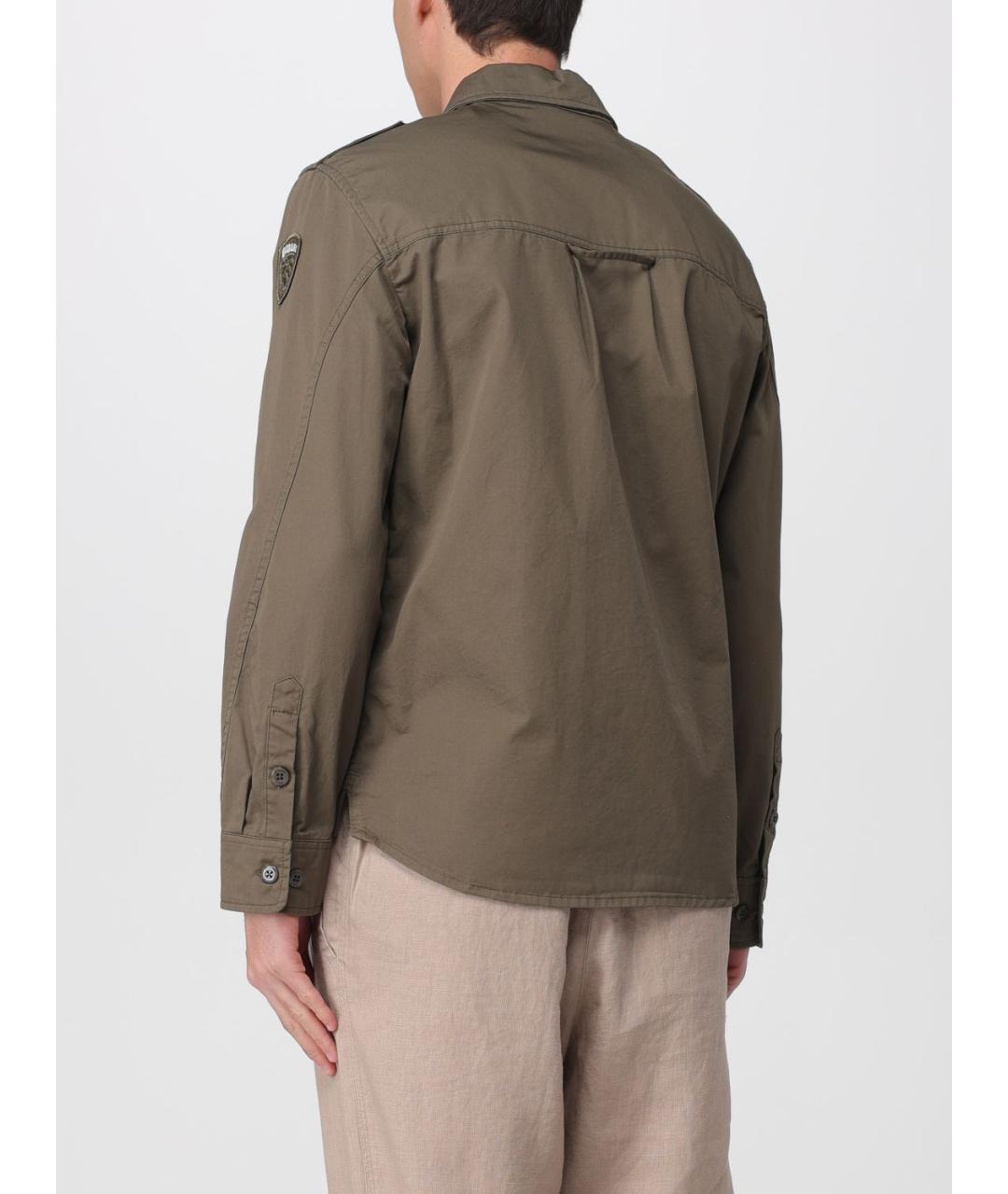 BLAUER Хаки хлопковая кэжуал рубашка, фото 2