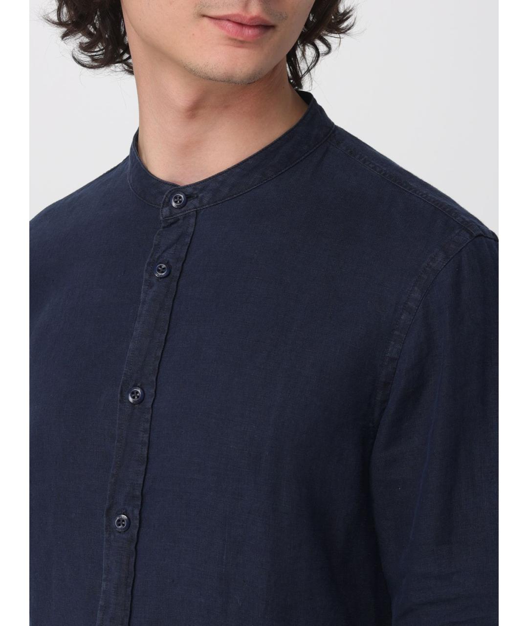 BLAUER Темно-синяя льняная кэжуал рубашка, фото 3
