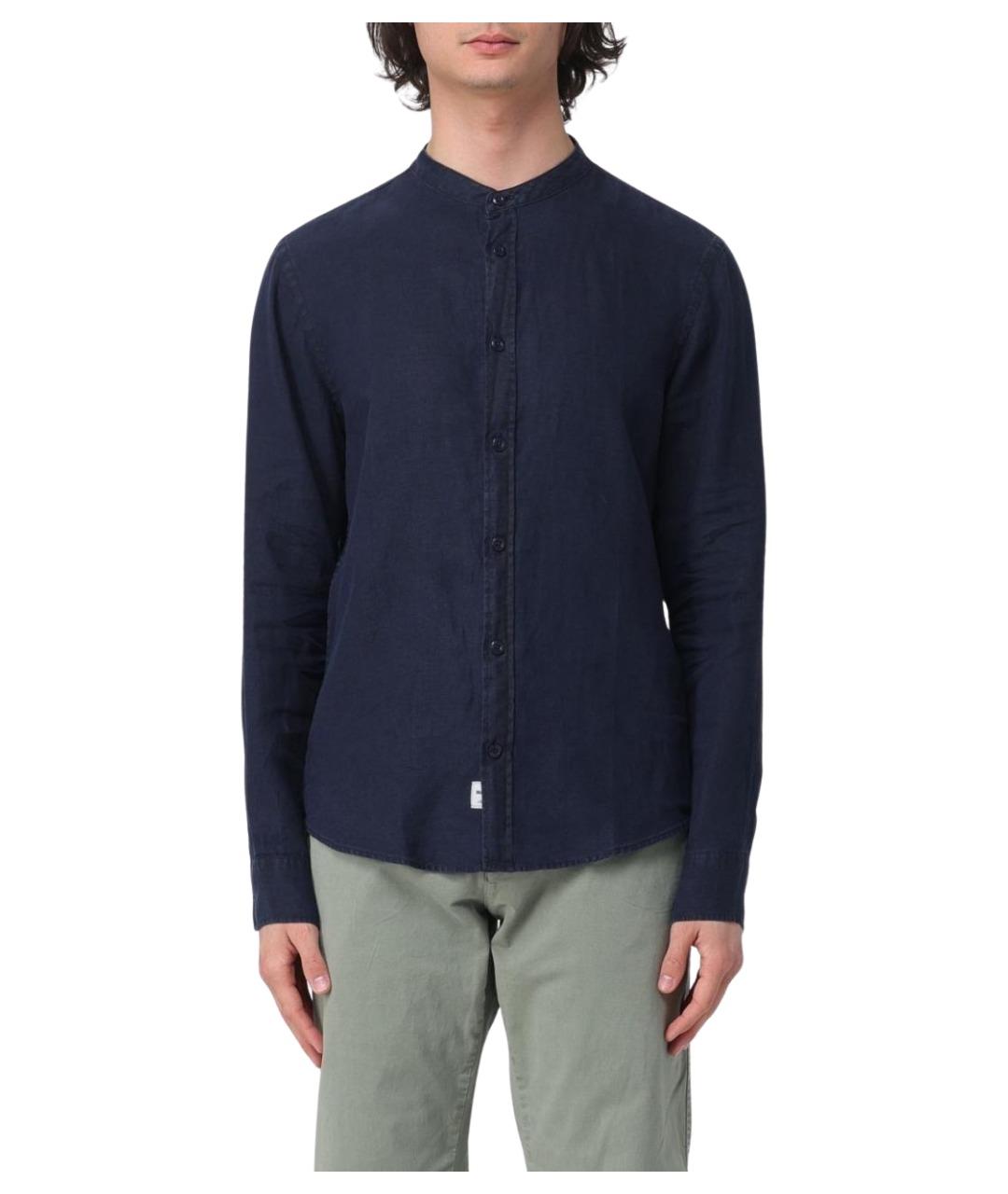 BLAUER Темно-синяя льняная кэжуал рубашка, фото 1