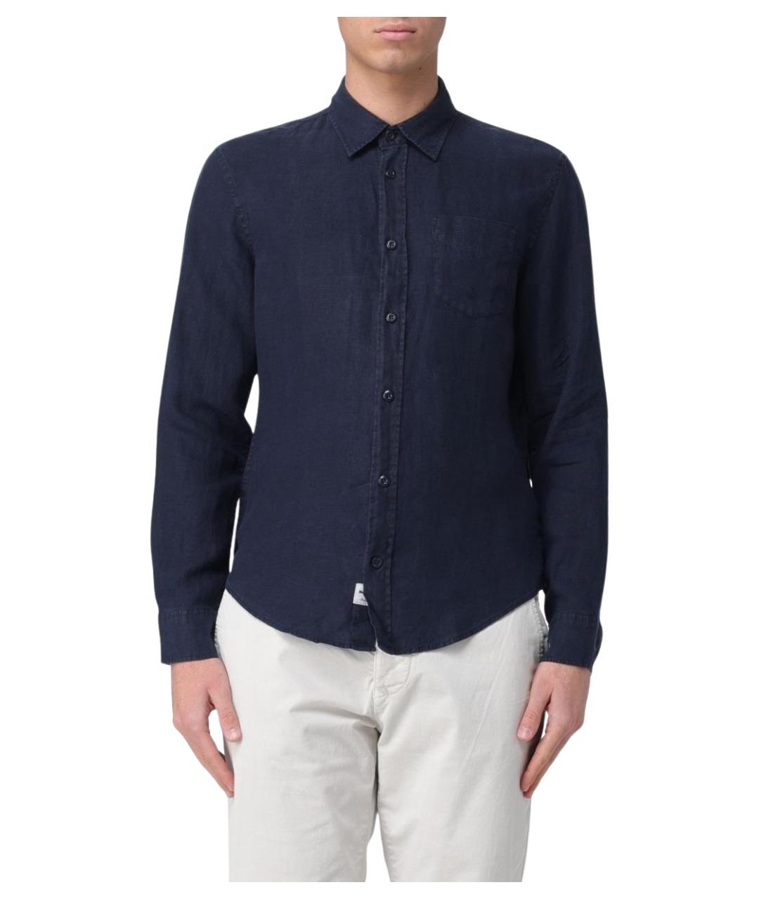 BLAUER Темно-синяя льняная кэжуал рубашка, фото 1