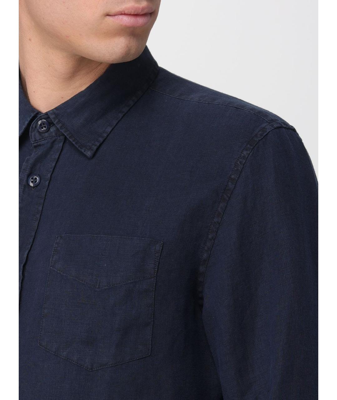 BLAUER Темно-синяя льняная кэжуал рубашка, фото 3