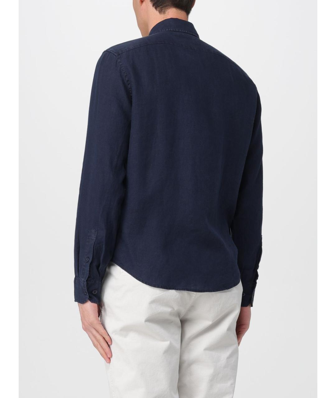 BLAUER Темно-синяя льняная кэжуал рубашка, фото 2