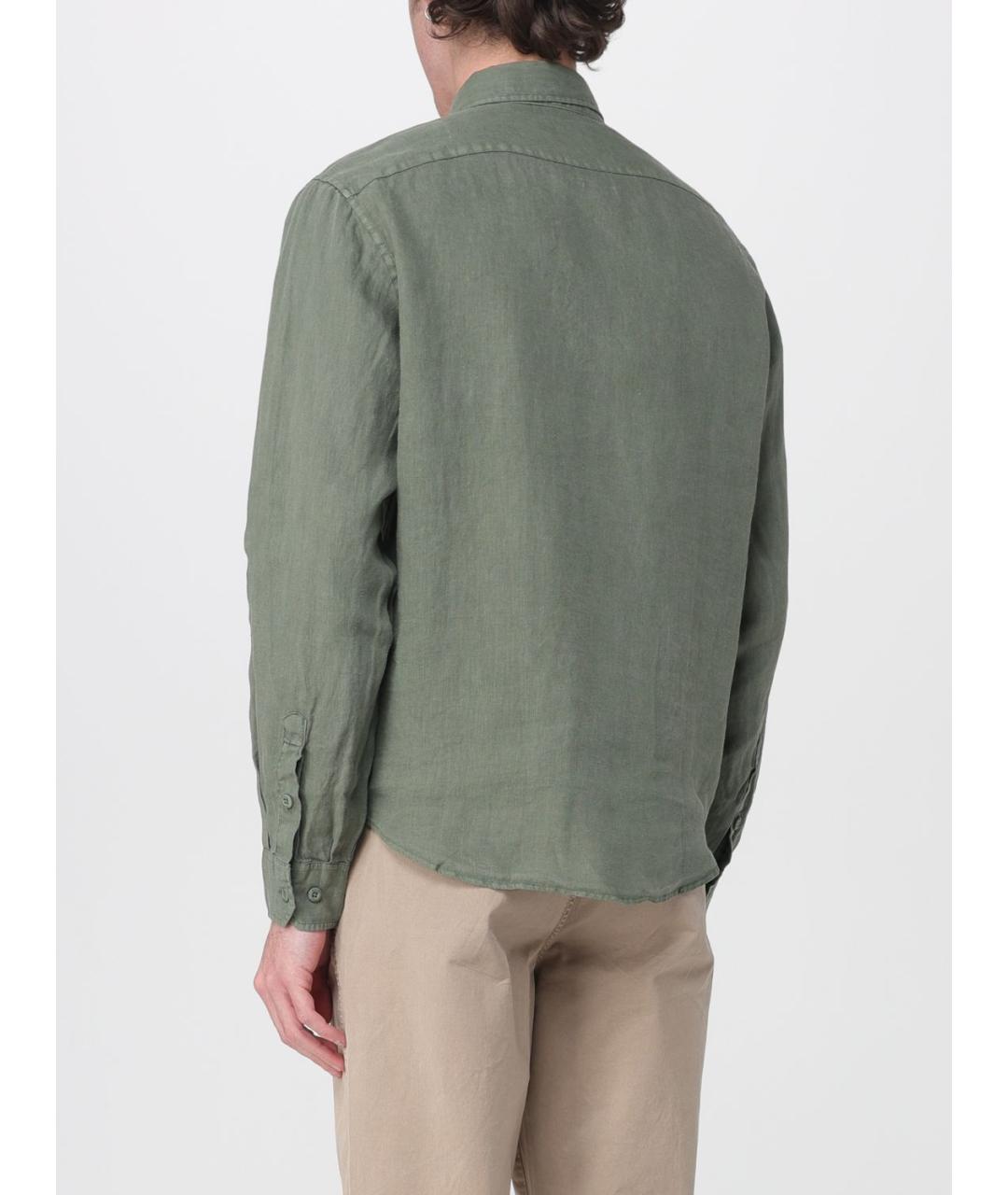 BLAUER Зеленая льняная кэжуал рубашка, фото 2
