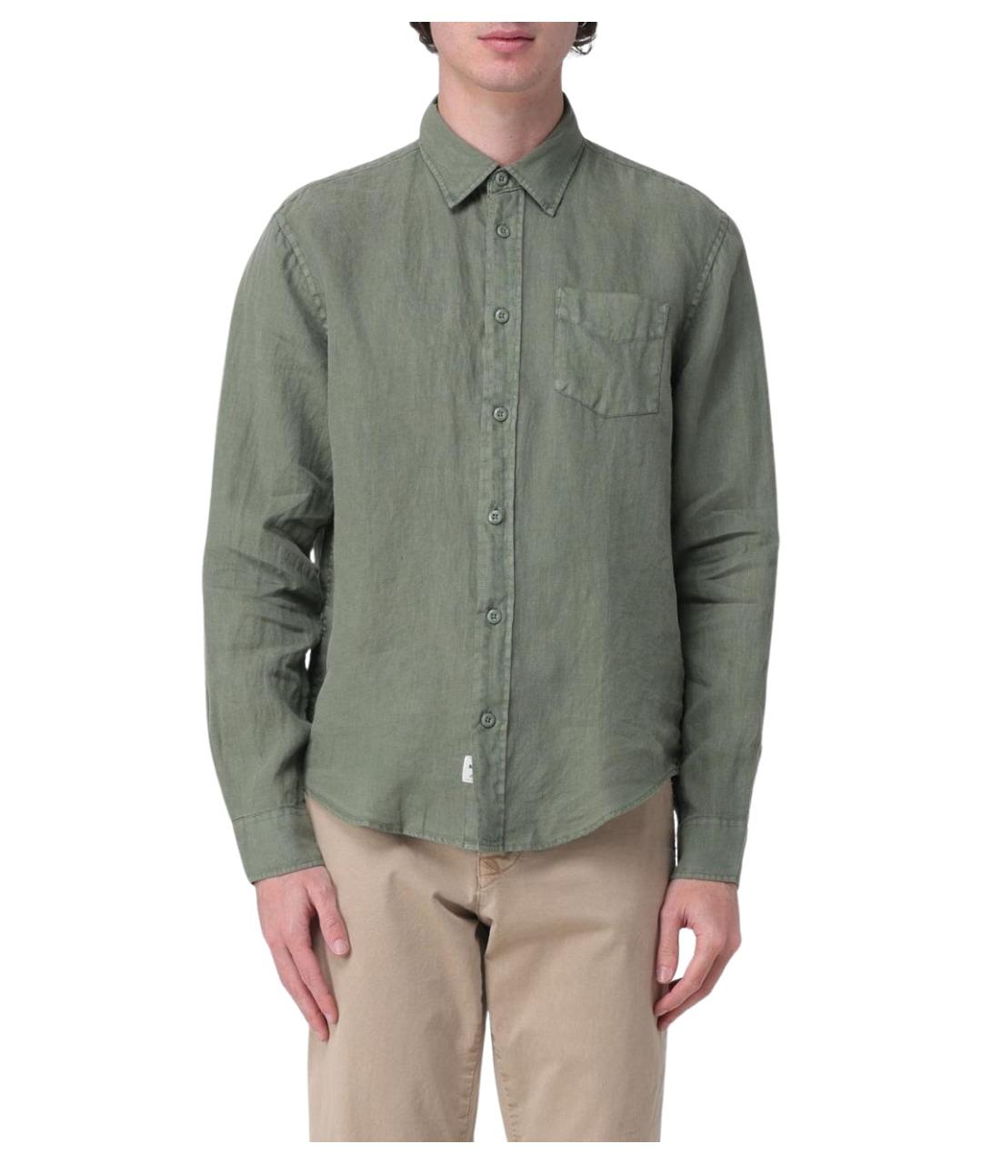 BLAUER Зеленая льняная кэжуал рубашка, фото 1