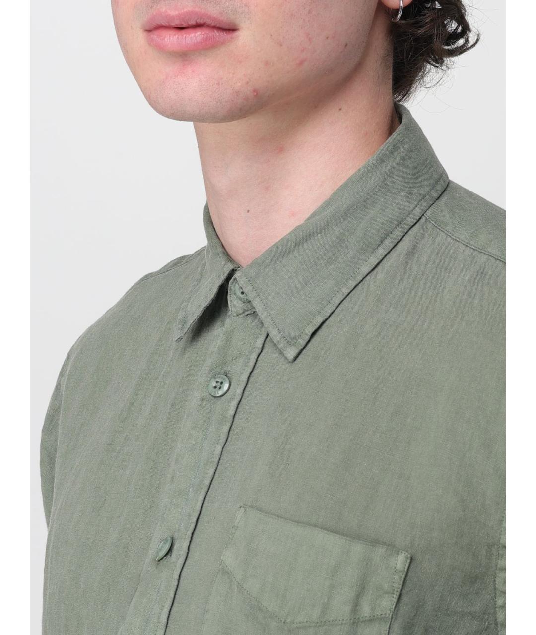 BLAUER Зеленая льняная кэжуал рубашка, фото 3