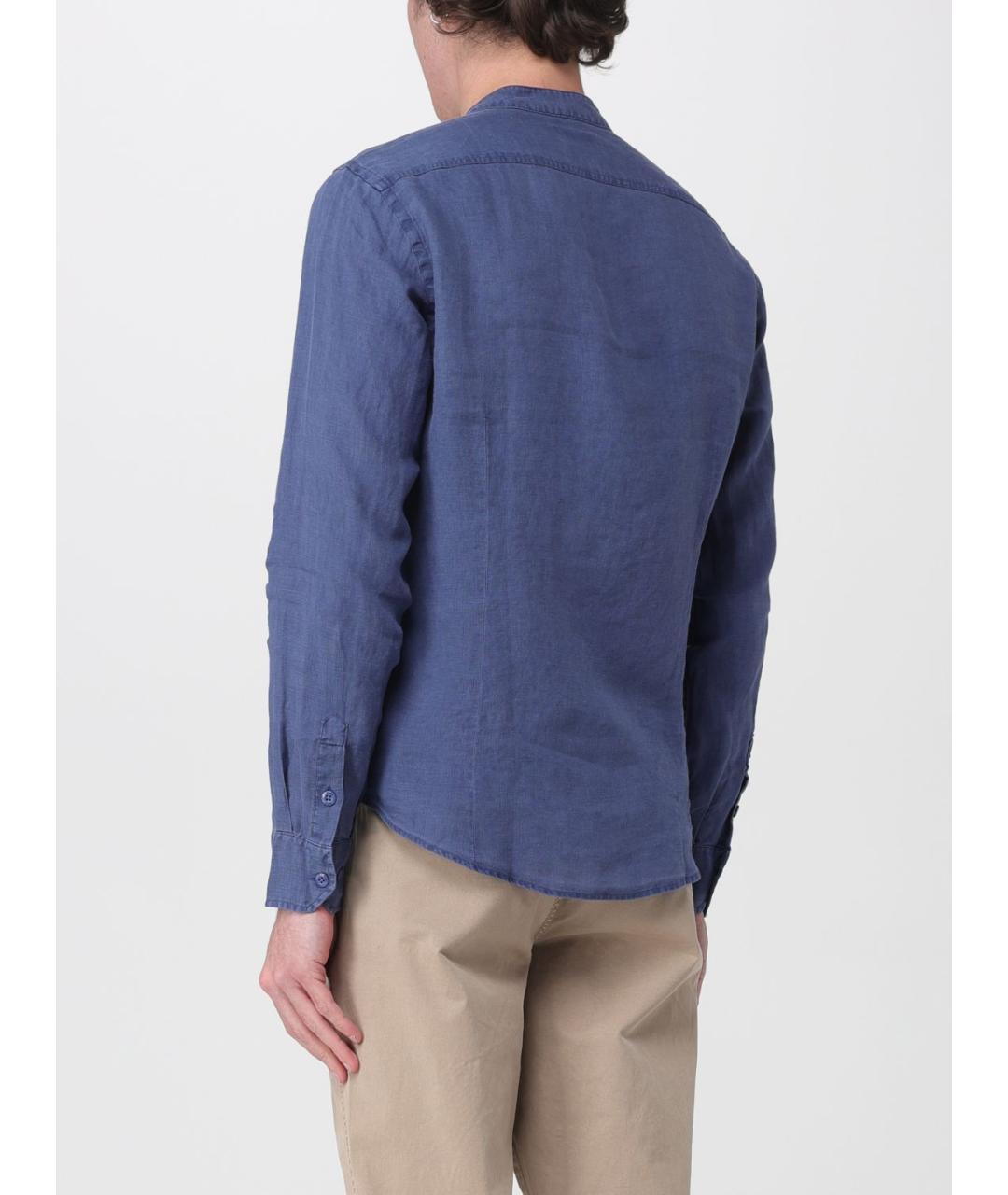BLAUER Синяя льняная кэжуал рубашка, фото 2