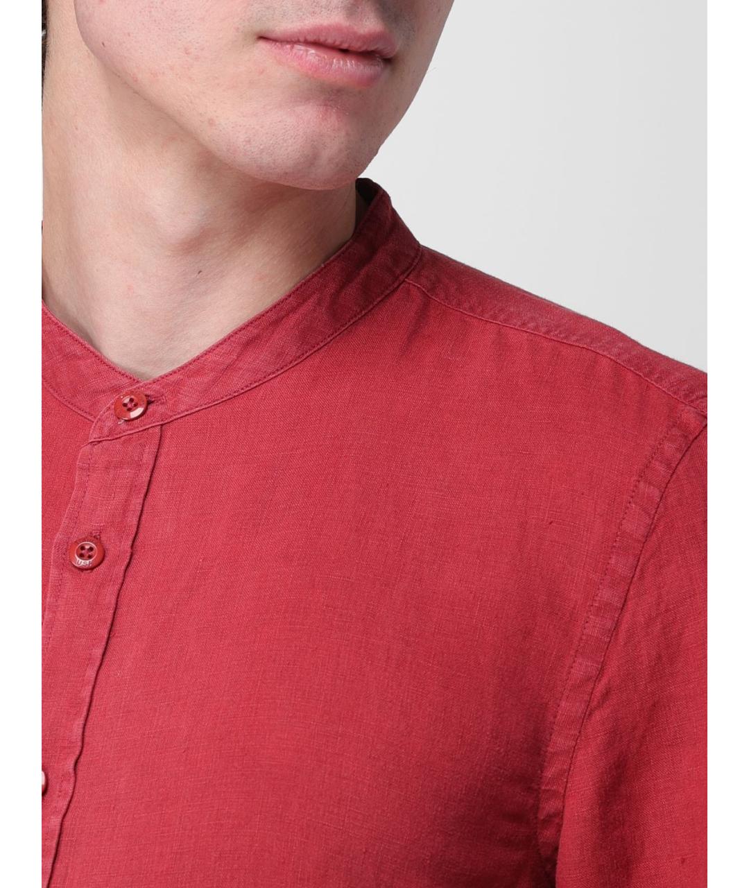 BLAUER Красная льняная кэжуал рубашка, фото 3