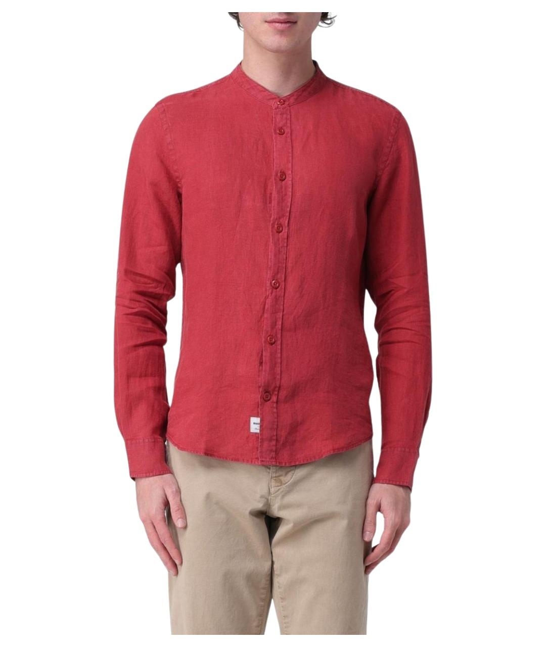 BLAUER Красная льняная кэжуал рубашка, фото 1