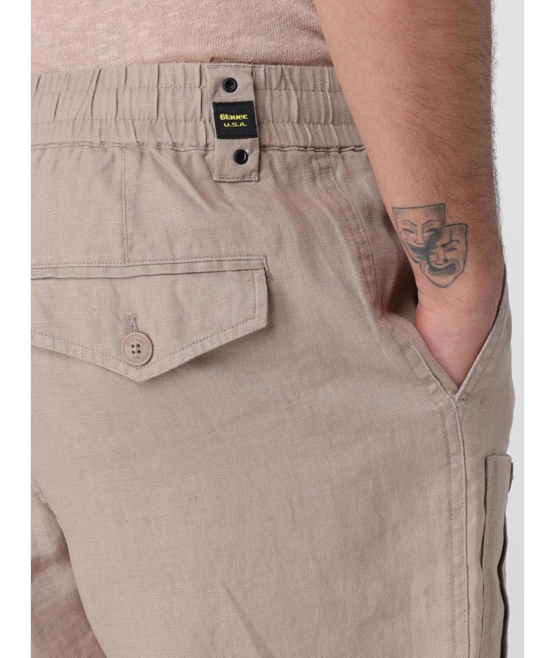 BLAUER Бежевые льняные шорты, фото 3