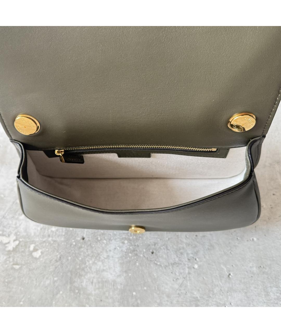 GUCCI Зеленая кожаная сумка тоут, фото 8