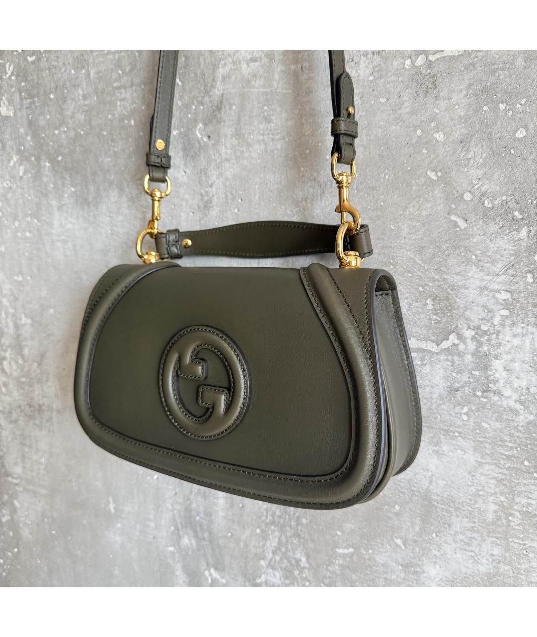 GUCCI Зеленая кожаная сумка тоут, фото 6