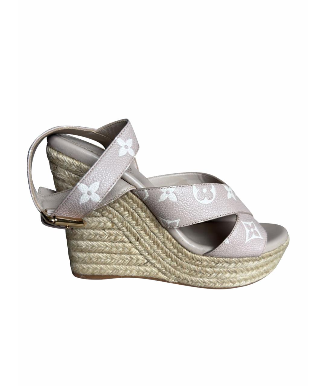 LOUIS VUITTON Бежевые кожаные босоножки, фото 1