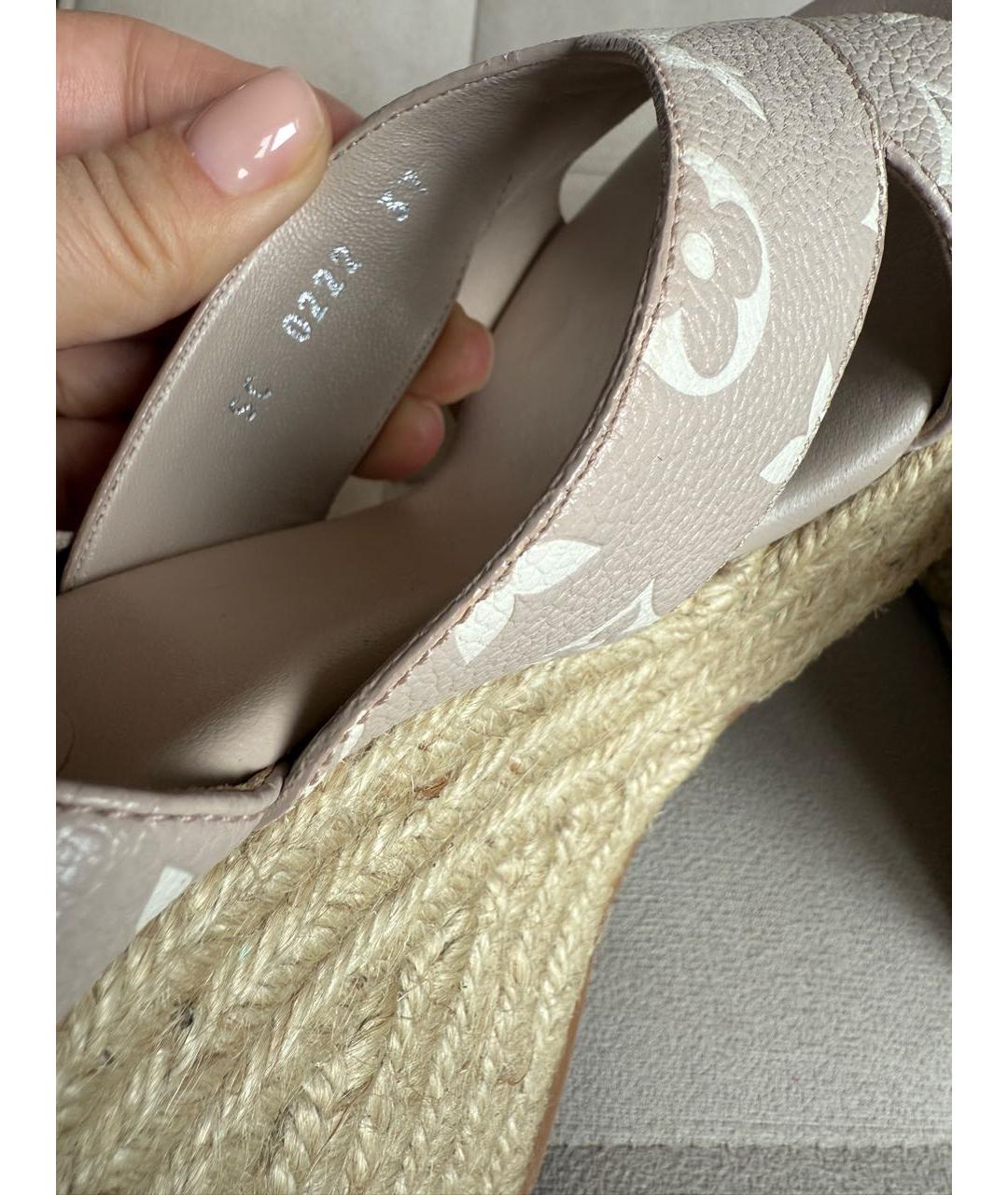 LOUIS VUITTON Бежевые кожаные босоножки, фото 6