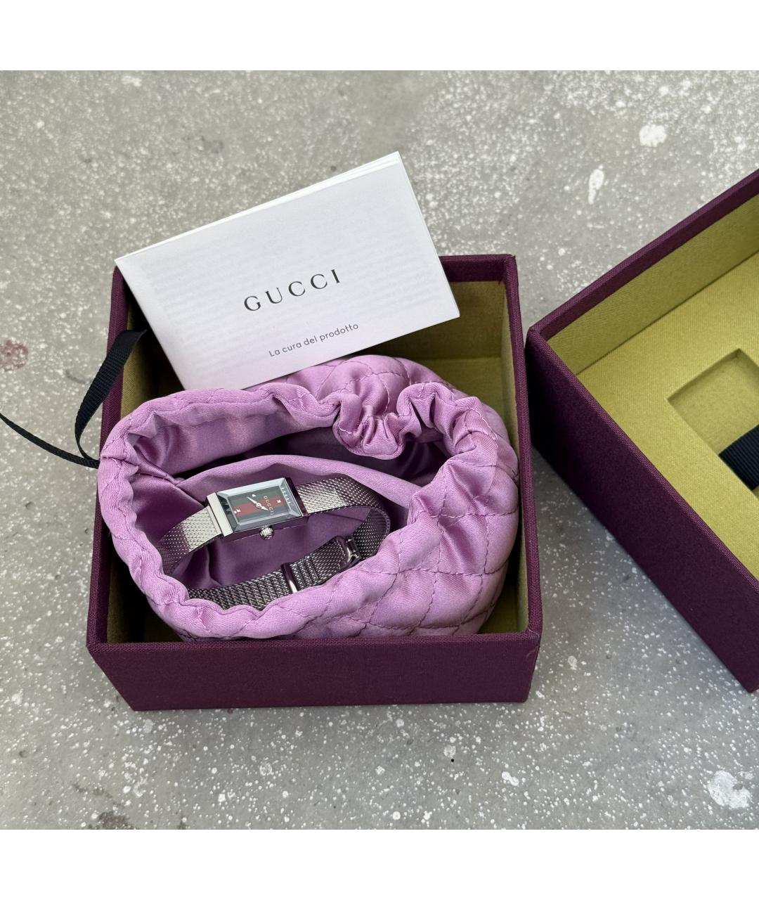 GUCCI Серебряные стеклянные часы, фото 9