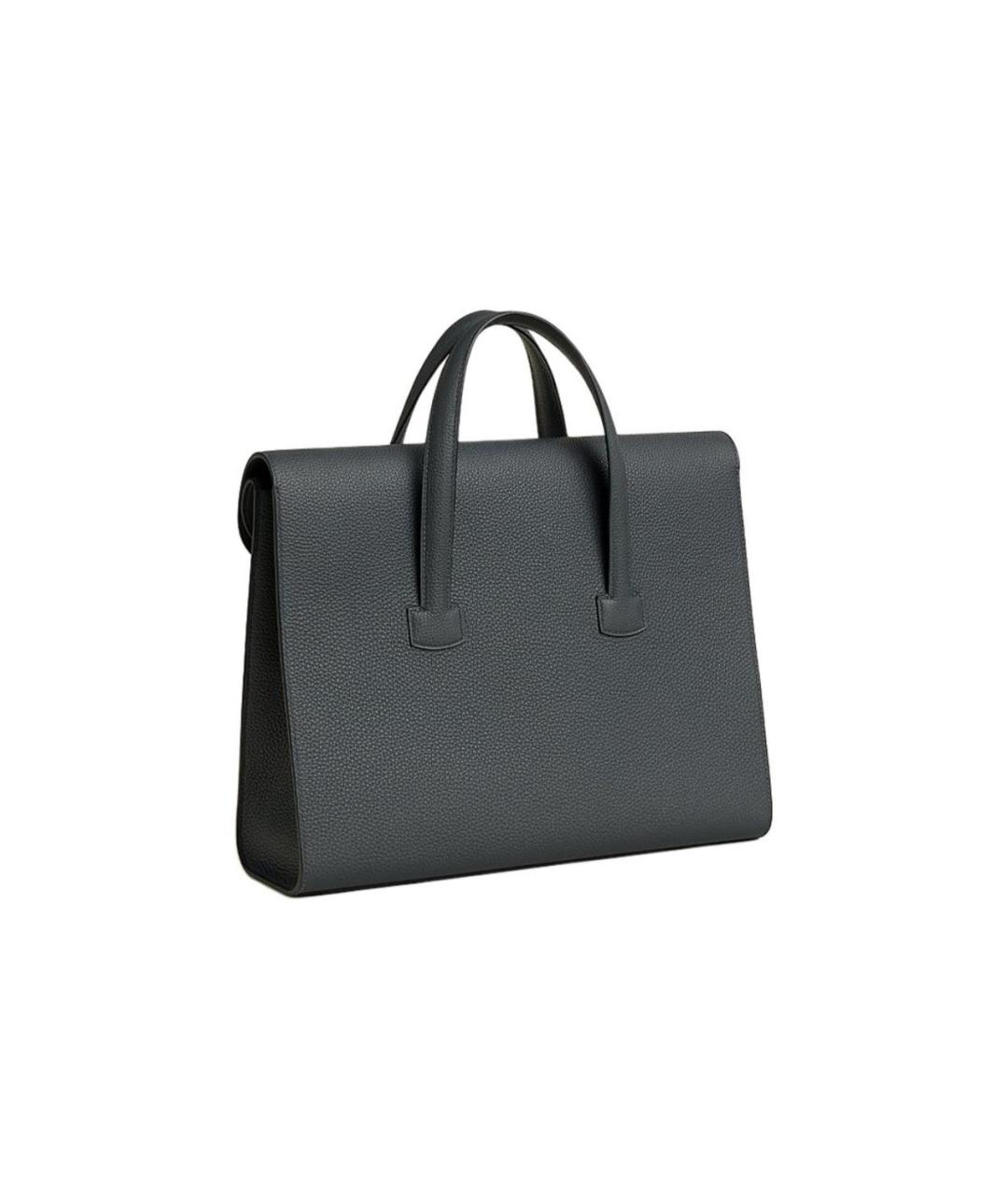 HERMES Серая кожаная сумка с короткими ручками, фото 3