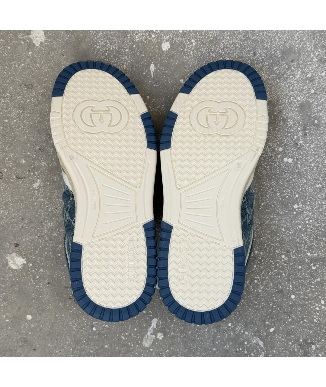 GUCCI Голубые кожаные кеды, фото 8