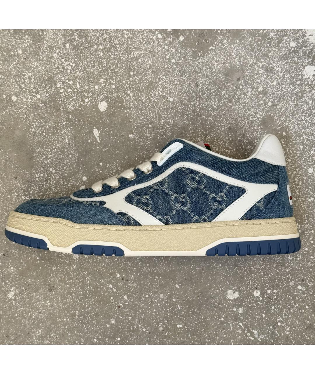 GUCCI Голубые кожаные кеды, фото 10