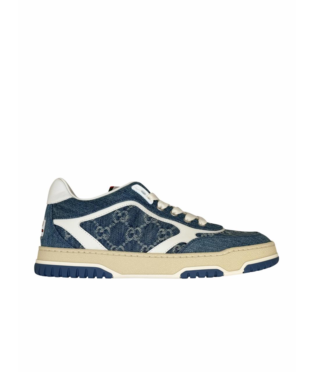 GUCCI Голубые кожаные кеды, фото 1