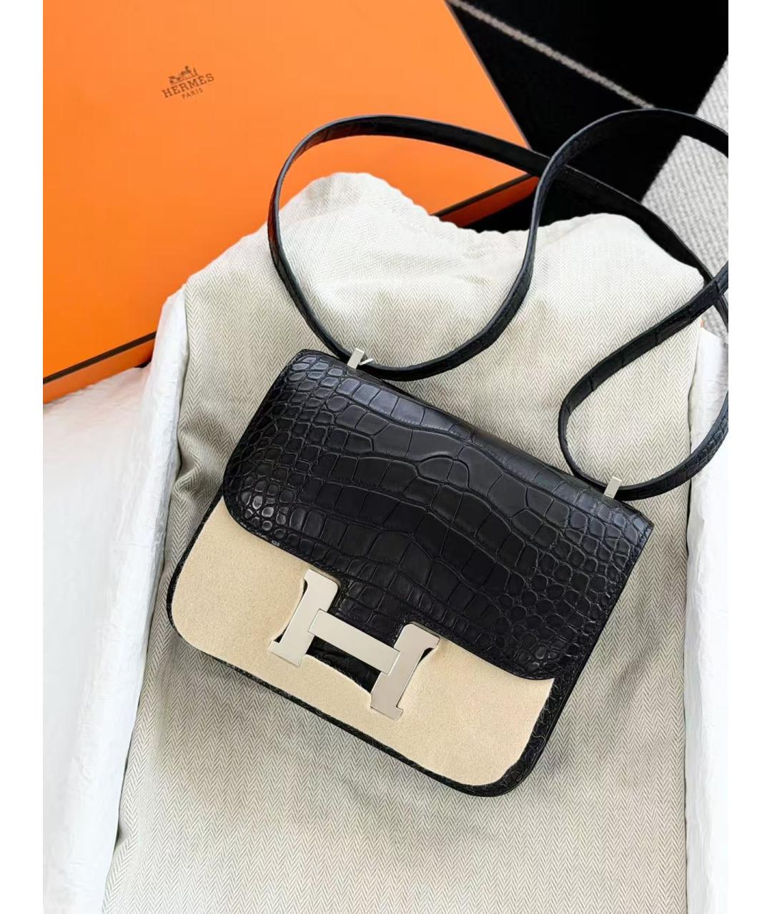 HERMES Черная кожаная сумка через плечо, фото 3