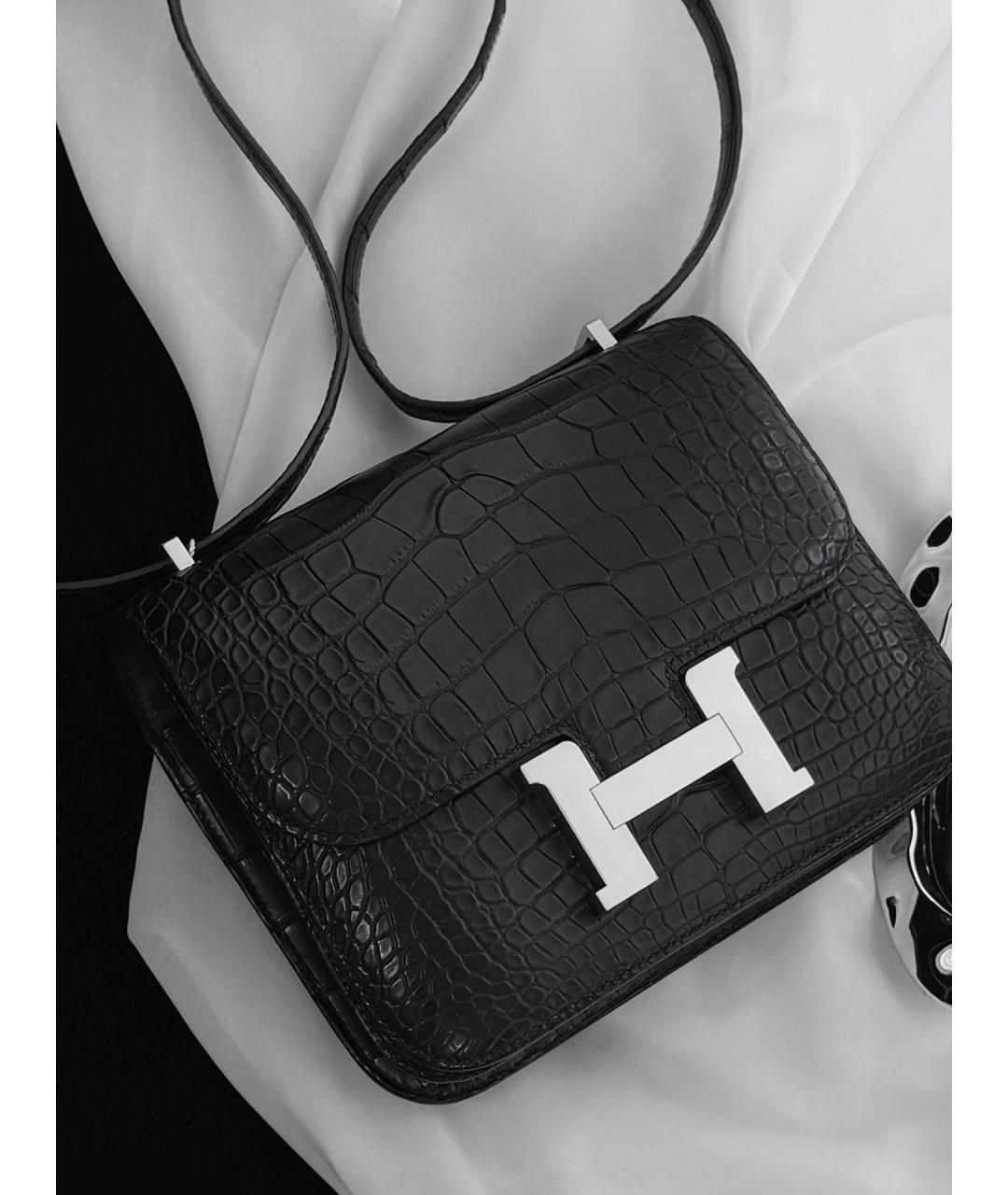 HERMES Черная кожаная сумка через плечо, фото 2